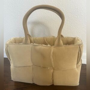 Bottega Veneta Arco Suede Sherpa Tote Bag